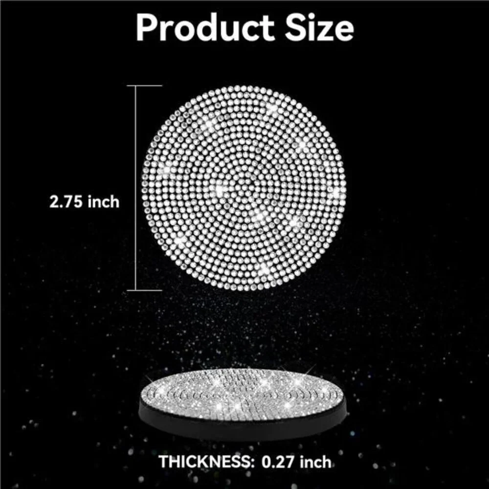 Car Cup Coasters Bling , 2-Pack Universal Non-Slip Cup Holder Vehicle Diamond